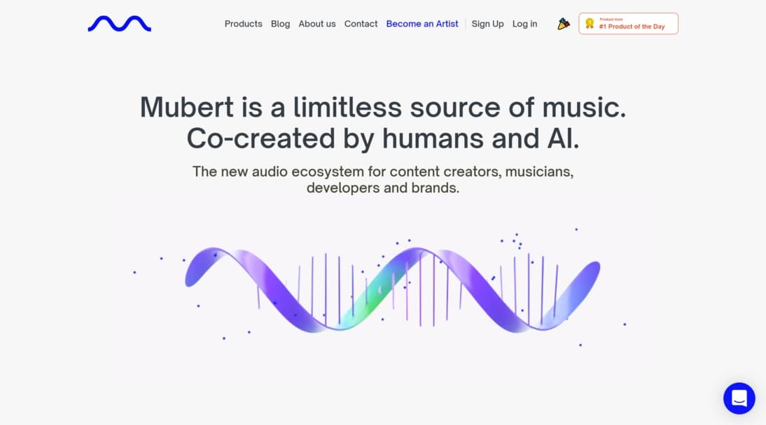 Mubert Landing Page