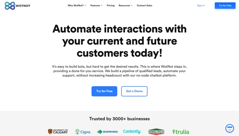 WotNot Landing Page