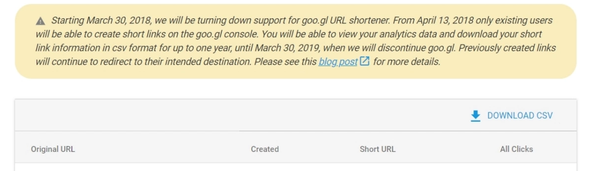 Goo.gl shut down