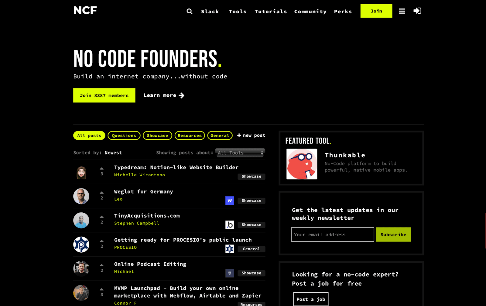No Code Founders Landing Page