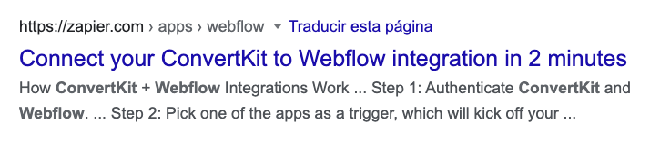 ConvertKit & Webflow integrations page on Google